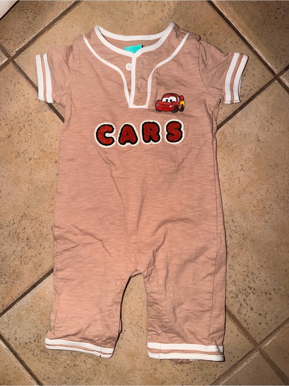 DISNEY BABY Cars Peach Short-Sleeve One-Piece for Kids 6-9 months